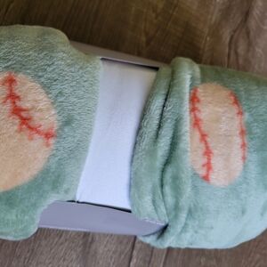 Green Baseball Plush Blanket